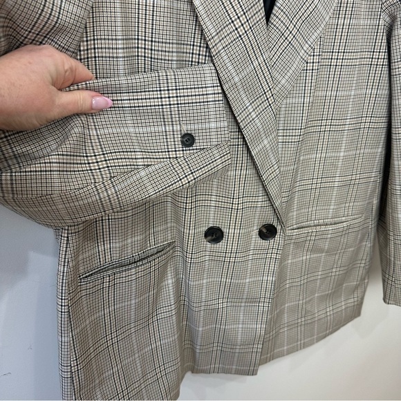 Zara Plaid Double-Breasted Blazer - Picture 2 of 7